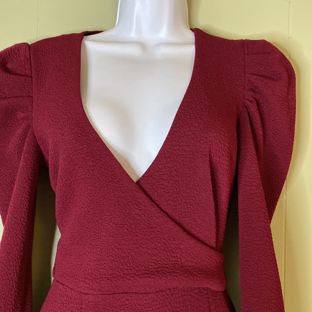 Mink Pink Mp/C Textured V Mock Wrap Tie Belt Puff… - image 7